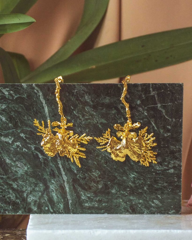 Aretes Orquidea Dama Danzante Ramita Palma - Image 2